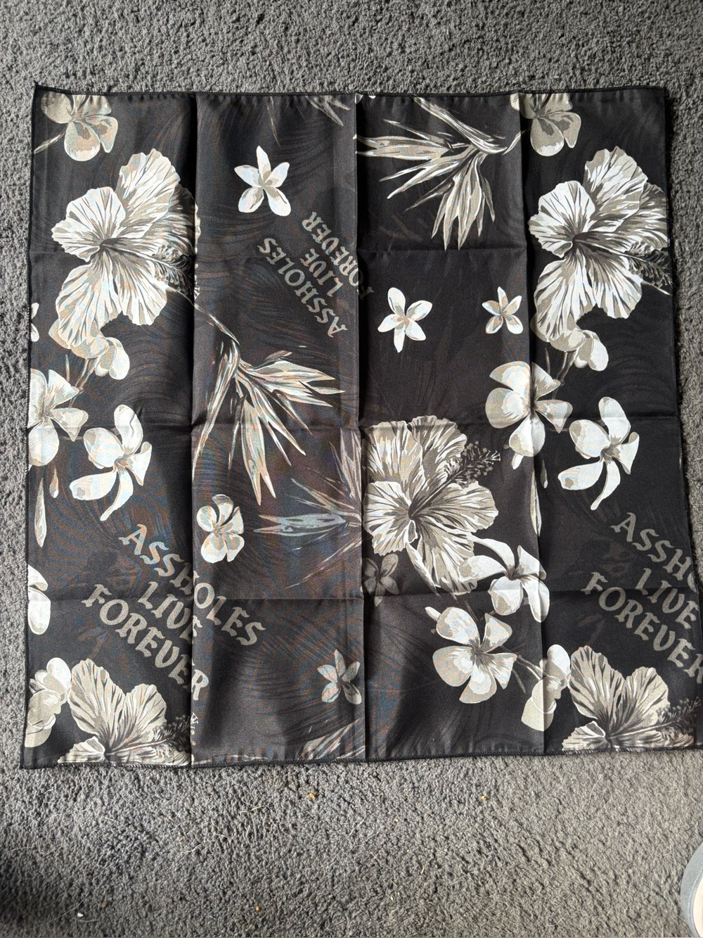 NIP Assholes Live Forever (ALF) Black Floral Bandana
